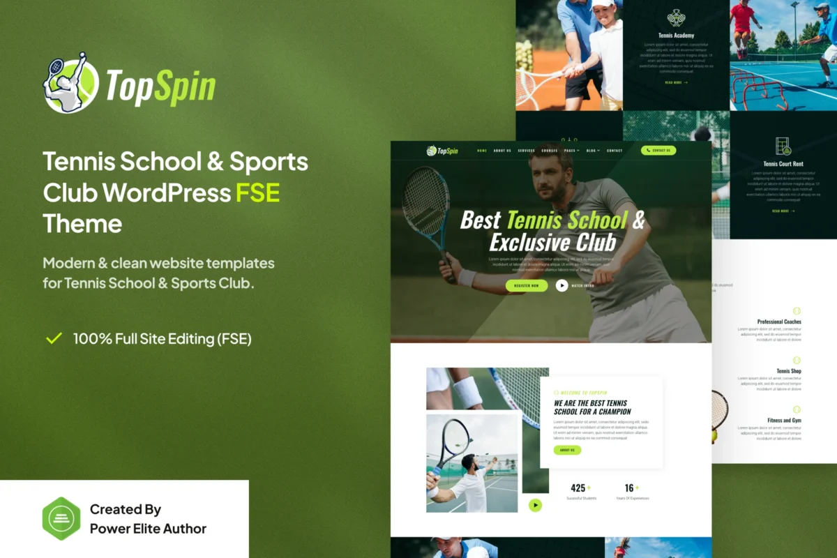 TopSpin – Tennis School & Sports Club WP Theme