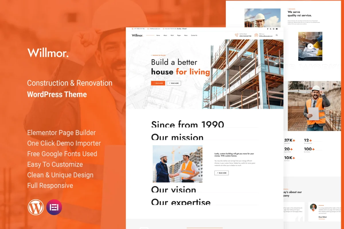 Willmor - Construction WordPress Theme